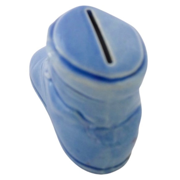 Vintage 1940s Baby Blue Porcelain Baby Shoe Bank - Picture 3 of 4